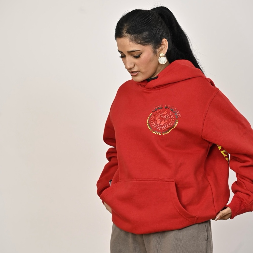 Red Graphic unisex One W/Love Hoodie